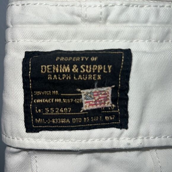 Ralph Lauren Vintage Denim & Supply Men’s 36 Cargo Shorts Thick White Cotton - Picture 6 of 11